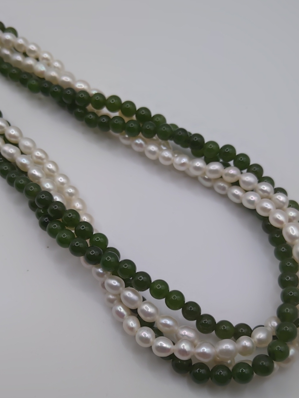 Freshwater Pearl And Green Tourmaline Multistrand Necklace - Picture 5 of 6